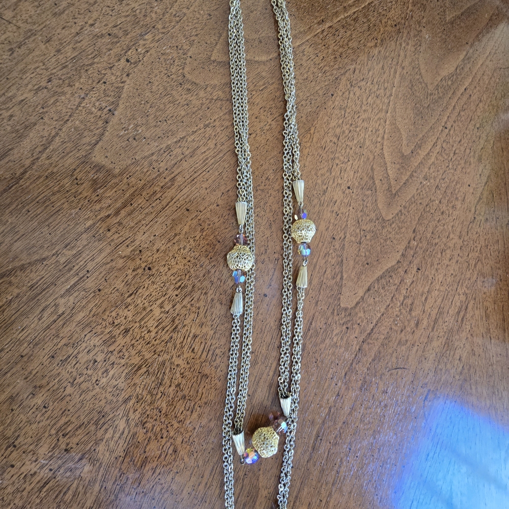 Gold Bead Multi-Chain Women's Necklace